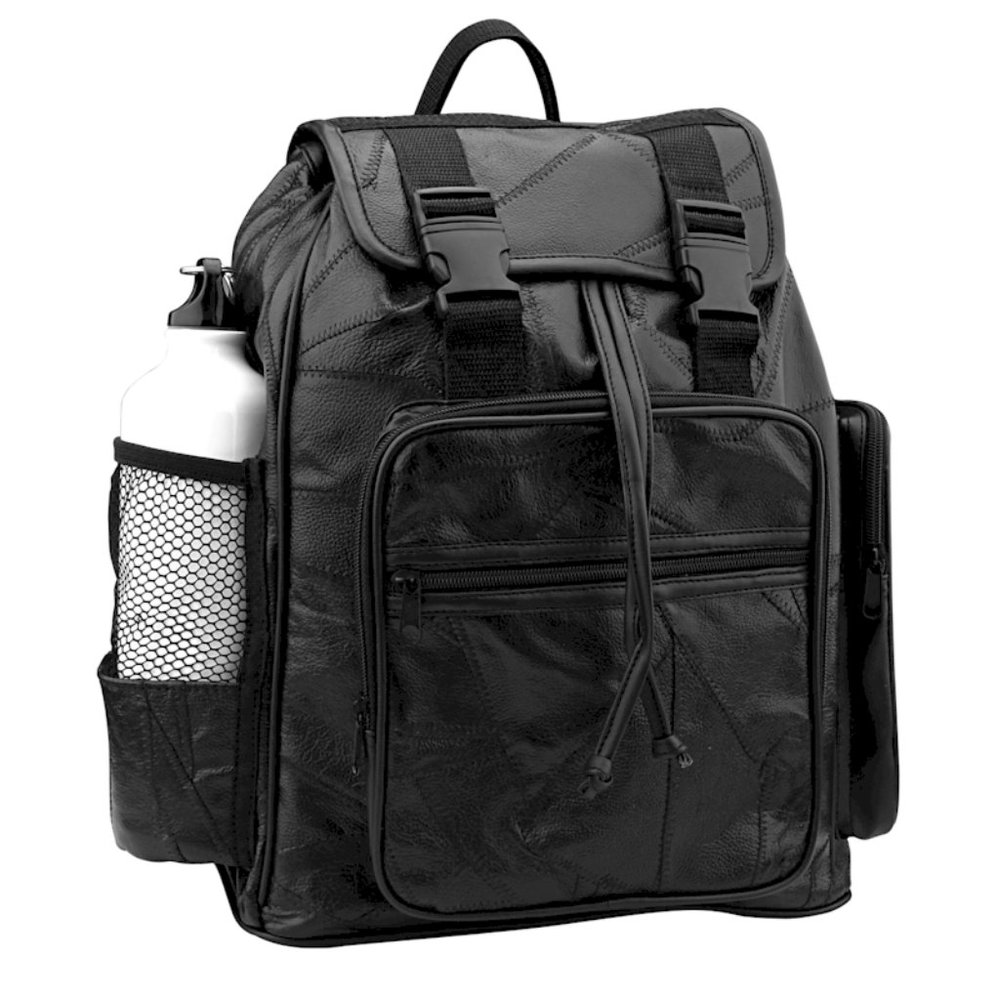 Black and Bottle Leather Backpack